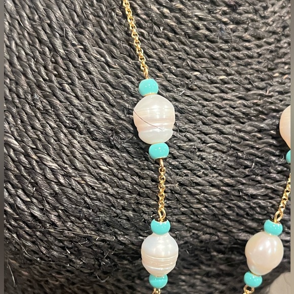 Kate Spade Gold Plated CANDY DROPS Freshwater Pearl Howlite Bead Collar Necklace - Picture 4 of 11